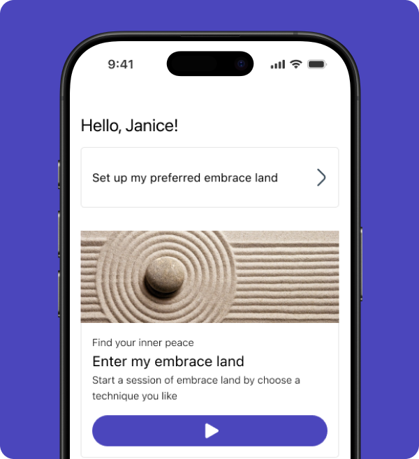 Opening page of Embrace App